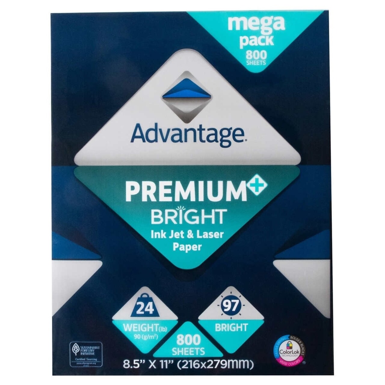 Advantage Bright Inkjet And Laser Paper 8.5"X11" Letter White 24Lb 800 Sheet